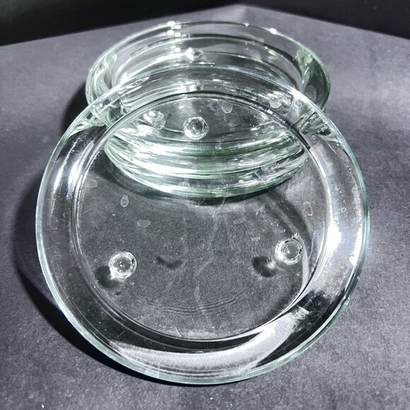 Set Of 4 Round Clear 4" Glass Candle Holders Trivets Coasters With Feet - Picture 2 of 6